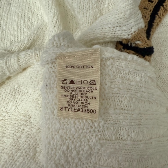hem & thread White and Tan Light Weight Cotton Spring Summer Hoodie Sweater in L - Picture 7 of 7